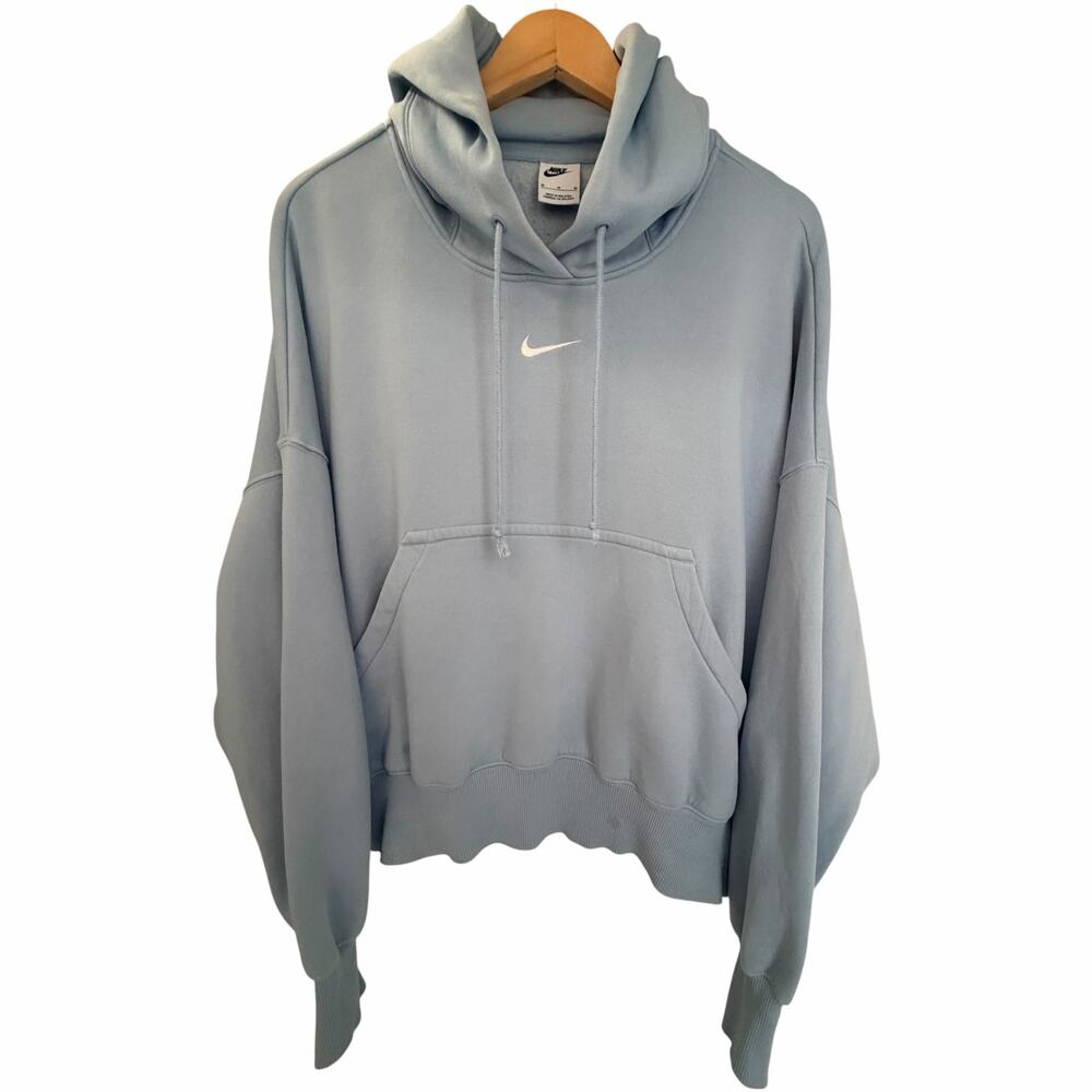 Nike Phoenix Fleece Womens M Light Blue Oversized Pullover Hoodie